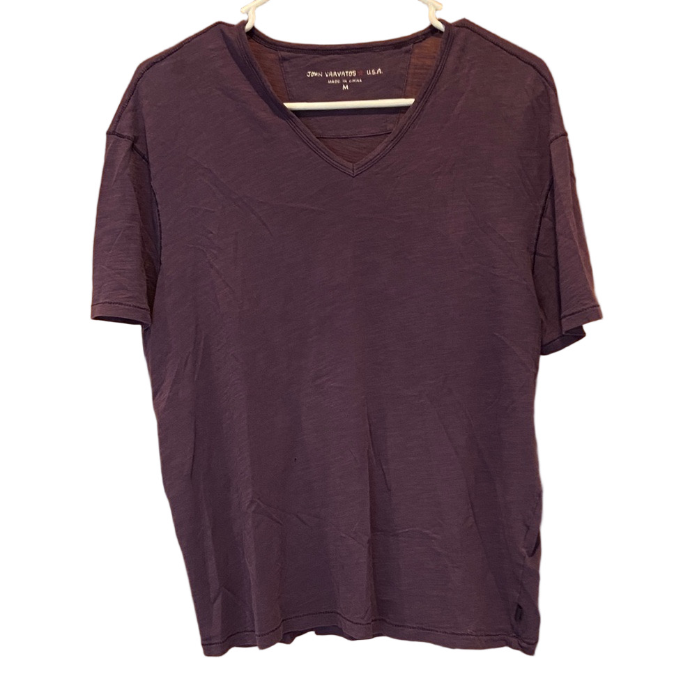 John Varvatos Men's Deep Purple Plum V-Neck Tee Size Medium